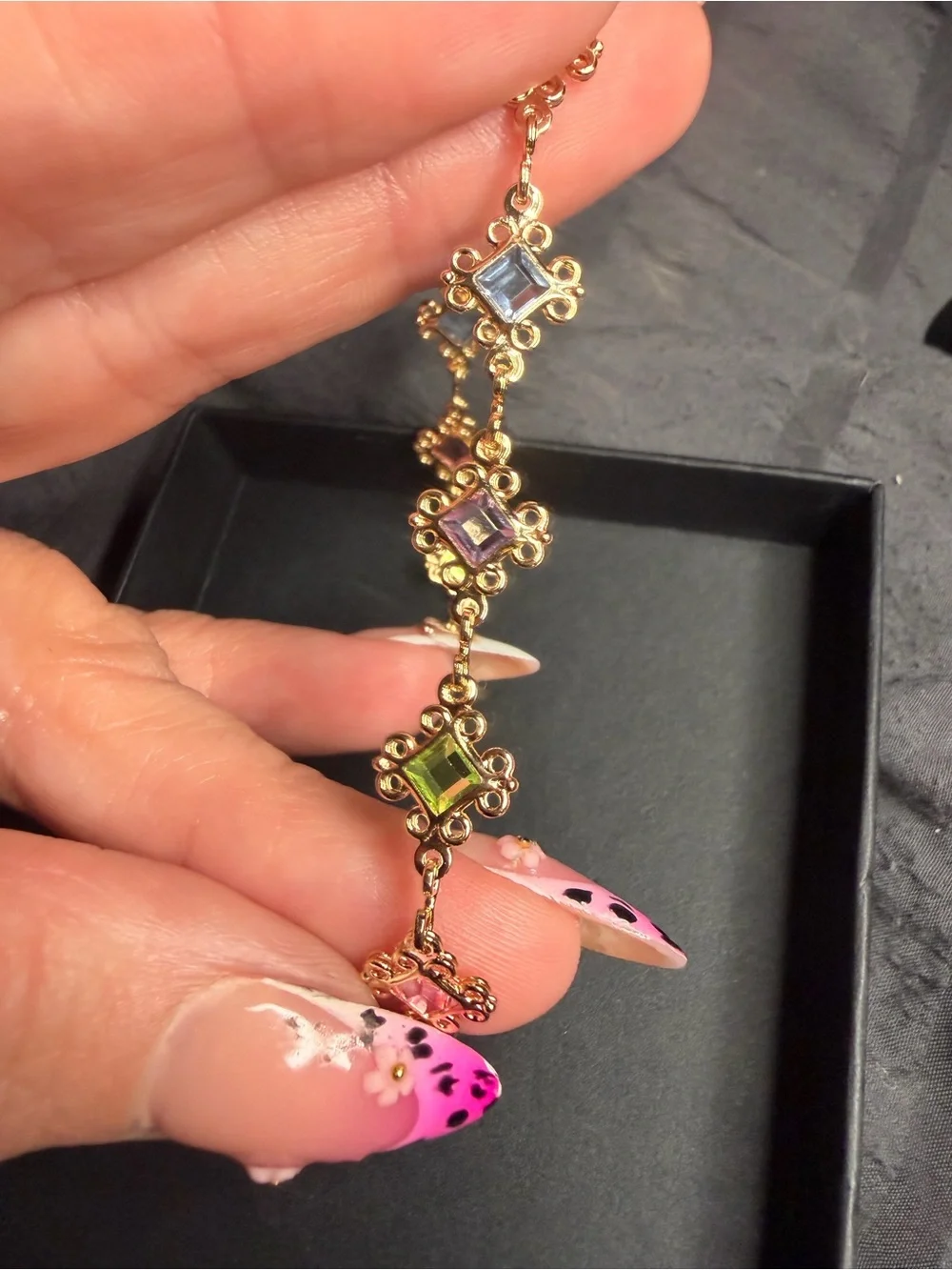 Gold Filled Multicolor Baguette CZ Bracelet | Adjustable